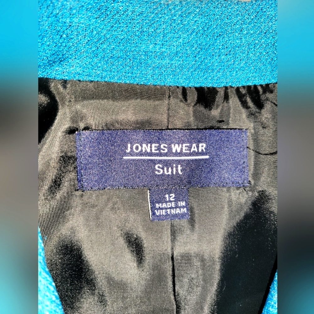 Women's Vintage Jones Wear Teal Fully Lined Blazer Size 12 - Picture 5 of 14